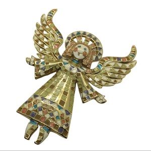 Designer Bob Mackie Enamel Angel Pin Brooch